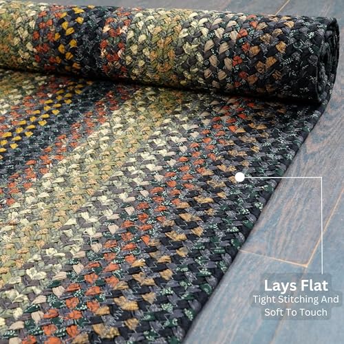 Homespice-Enigma-Oval-Cotton-Braided-Area-Rug-20-x-30-Black-Reversible-and-Durable-100-Soft-Cotton-Fabric-Farmhouse-Country-Primitive-Style-30-Day-Risk-Free-Purchase Homespice Enigma Oval Cotton Braided Area Rug 20 x 30 Black Reversible and Durable 100 Soft Cotton Fabric Farmhouse Country Primitive Style 30 Day Risk Free Purchase