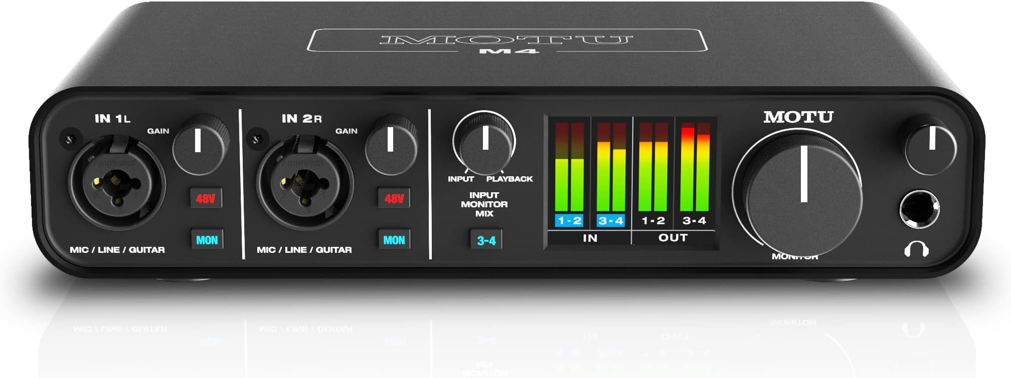 M4 4x4 USB-C Audio Interface 4-in/4-out USB-C Audio Interface with 2 Microphone Preamps, LCD Screen, Hardware Monitoring, Loopback, and 6+GB of Free Content - Mac/PC/iOS