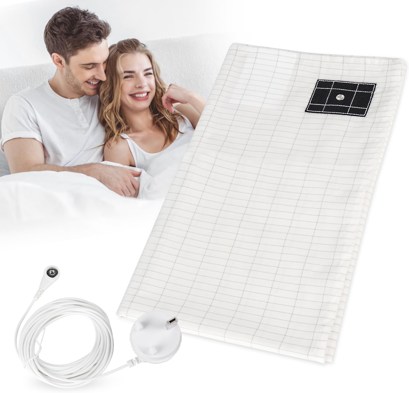 CLIUNT Grounding Bed Sheet, Grounding Mat Earthing UK, 10% Silver Fiber & 90% Organic Cotton, Grounding Sheet Earthing Uk for Improved Sleep Natural Wellness and Healthy Earth Energy Mat