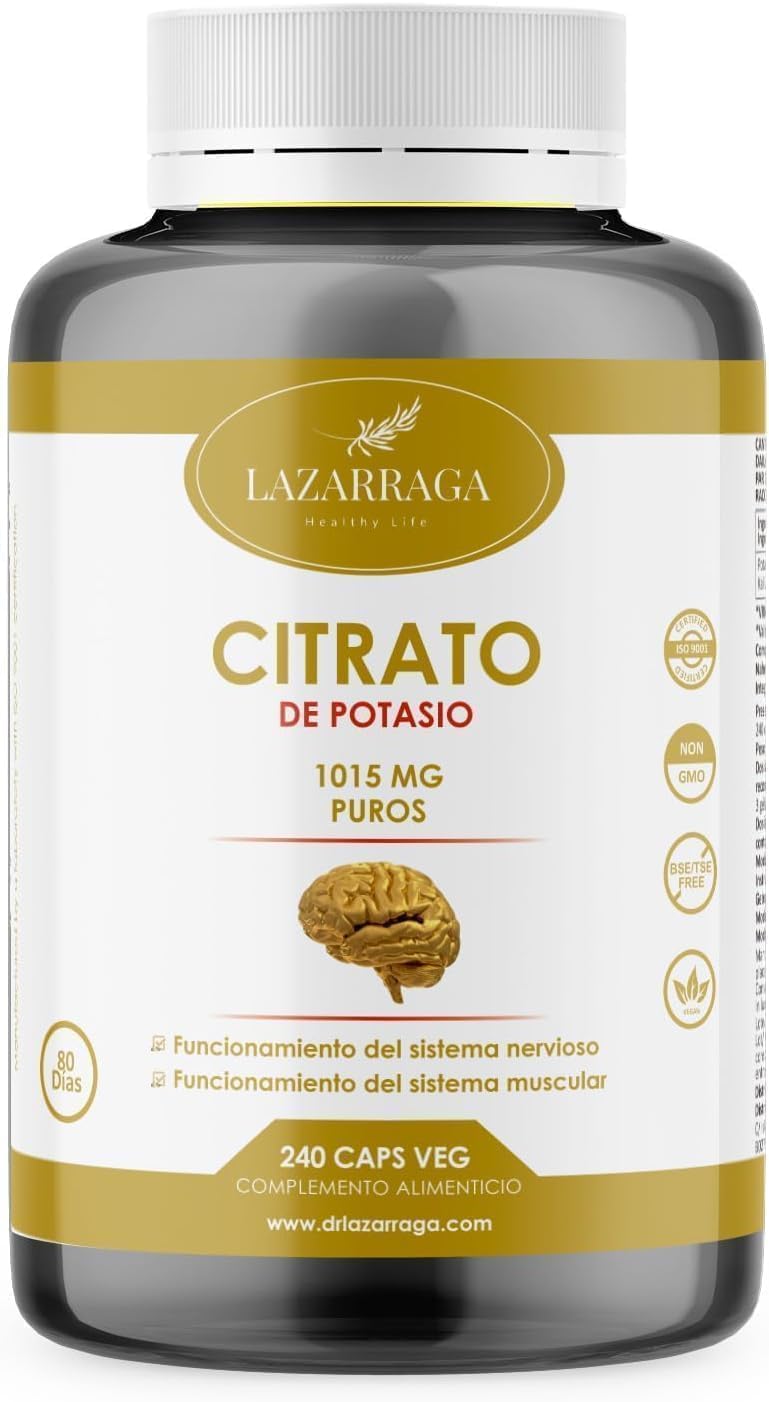 Citrato di Potassio 240 capsule | altamente dosato | 1015 mg per dose giornaliera | Minerale essenziale per la funzione muscolare e il funzionamento del sistema nervoso