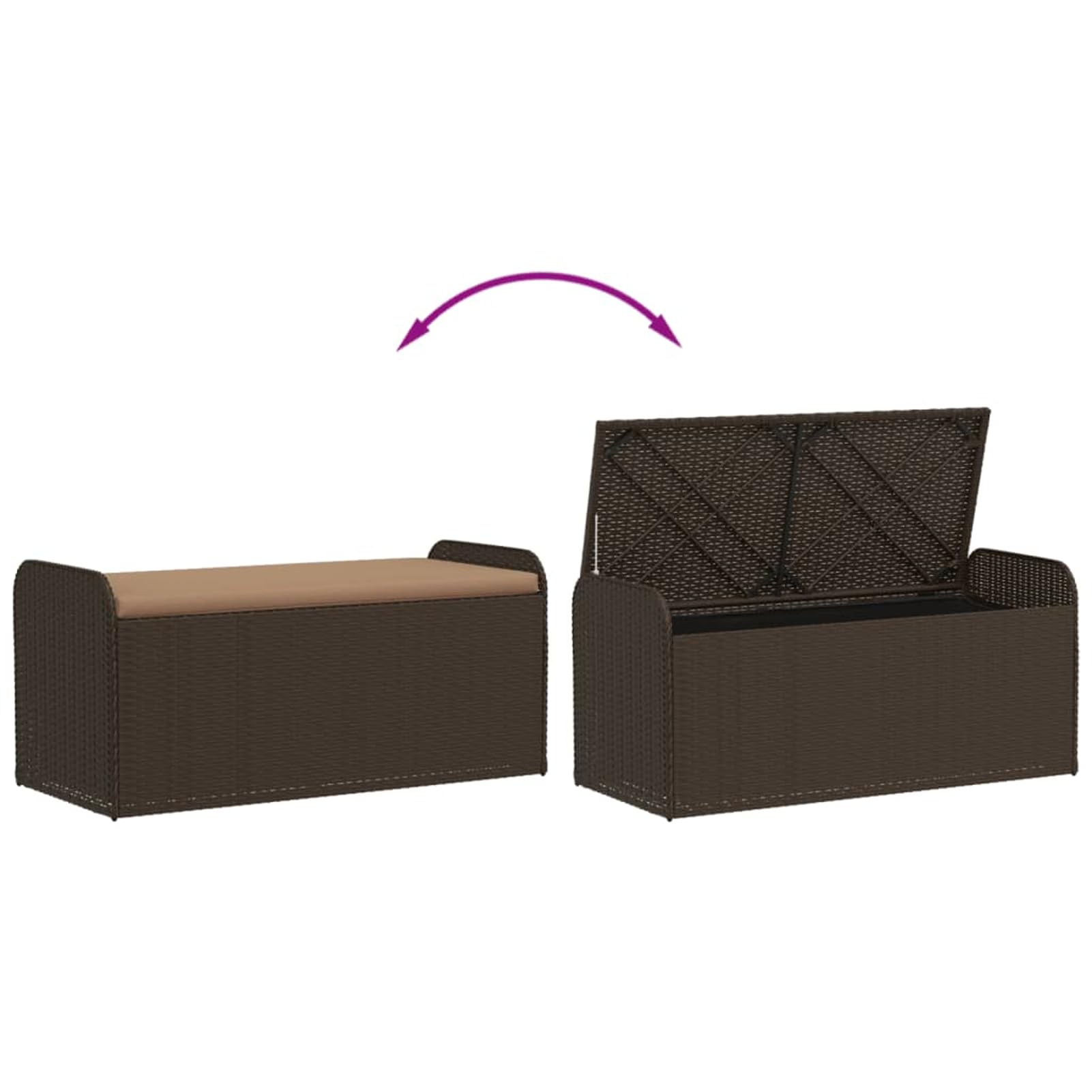 Gecheer Panca con Spazio Contenitore, 115x51x52 cm in Polyrattan, con Cuscini e Custodia Resistente all'Acqua, per Arredo Esterno e Giardino