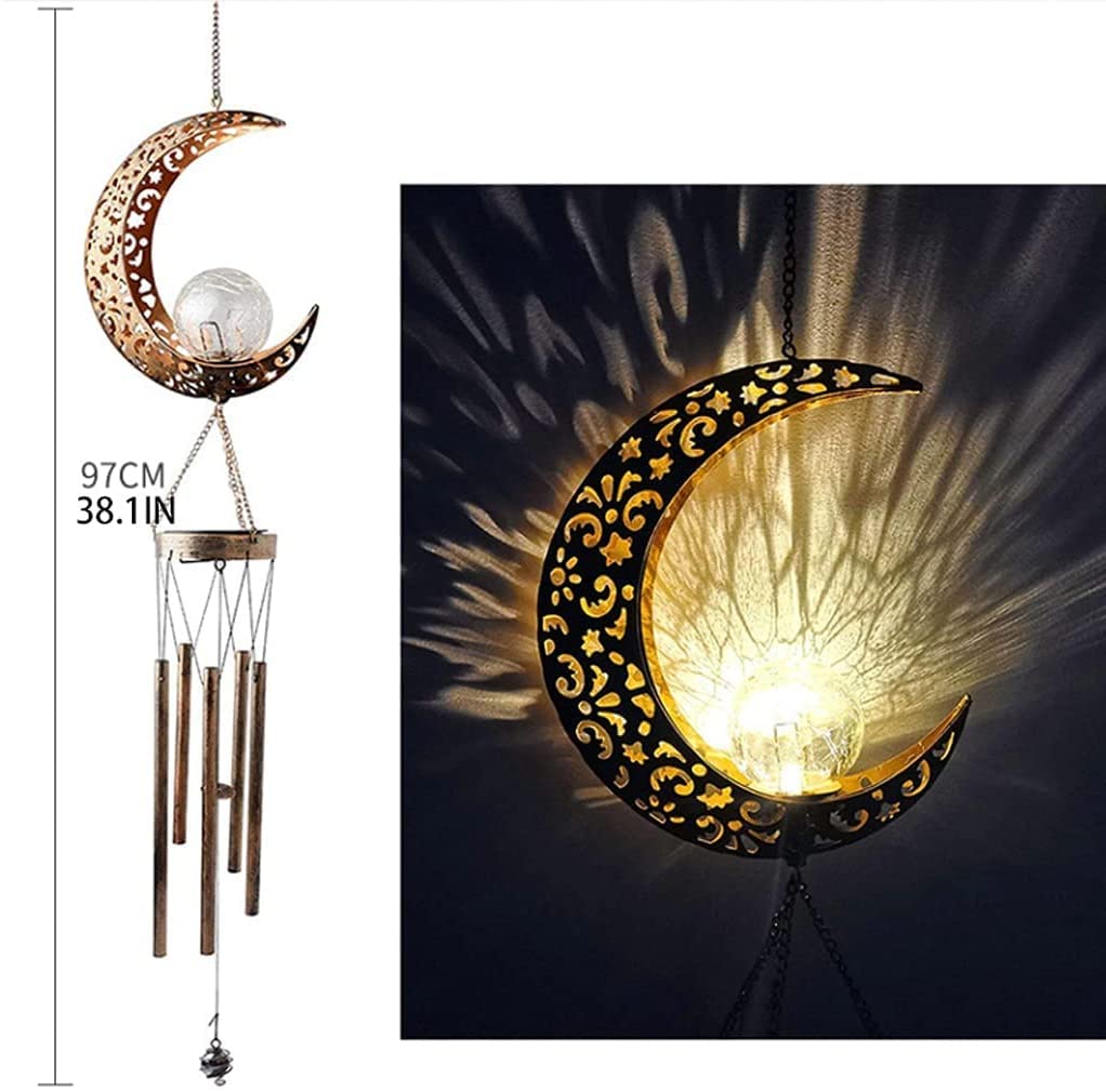Carillon a Vent pour Maison Moon Crackle Glass Solar Ball Wind Chimes Sympathy Outdoor Gifts for Mom Garden Decoration Décoration Intérieure
