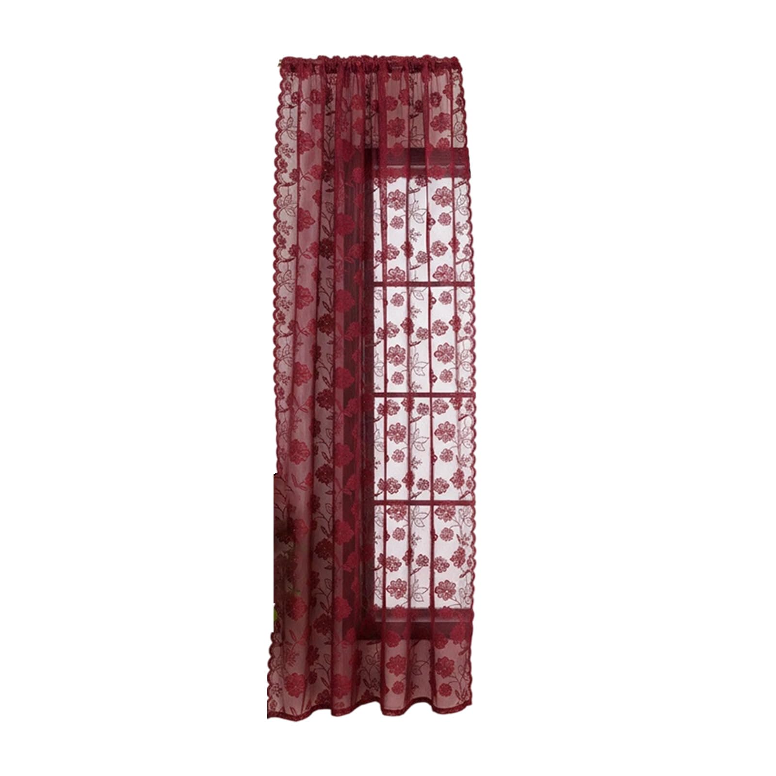 Rideau en dentelle florale semi-transparent : voilage artistique haut de gamme pour chambre