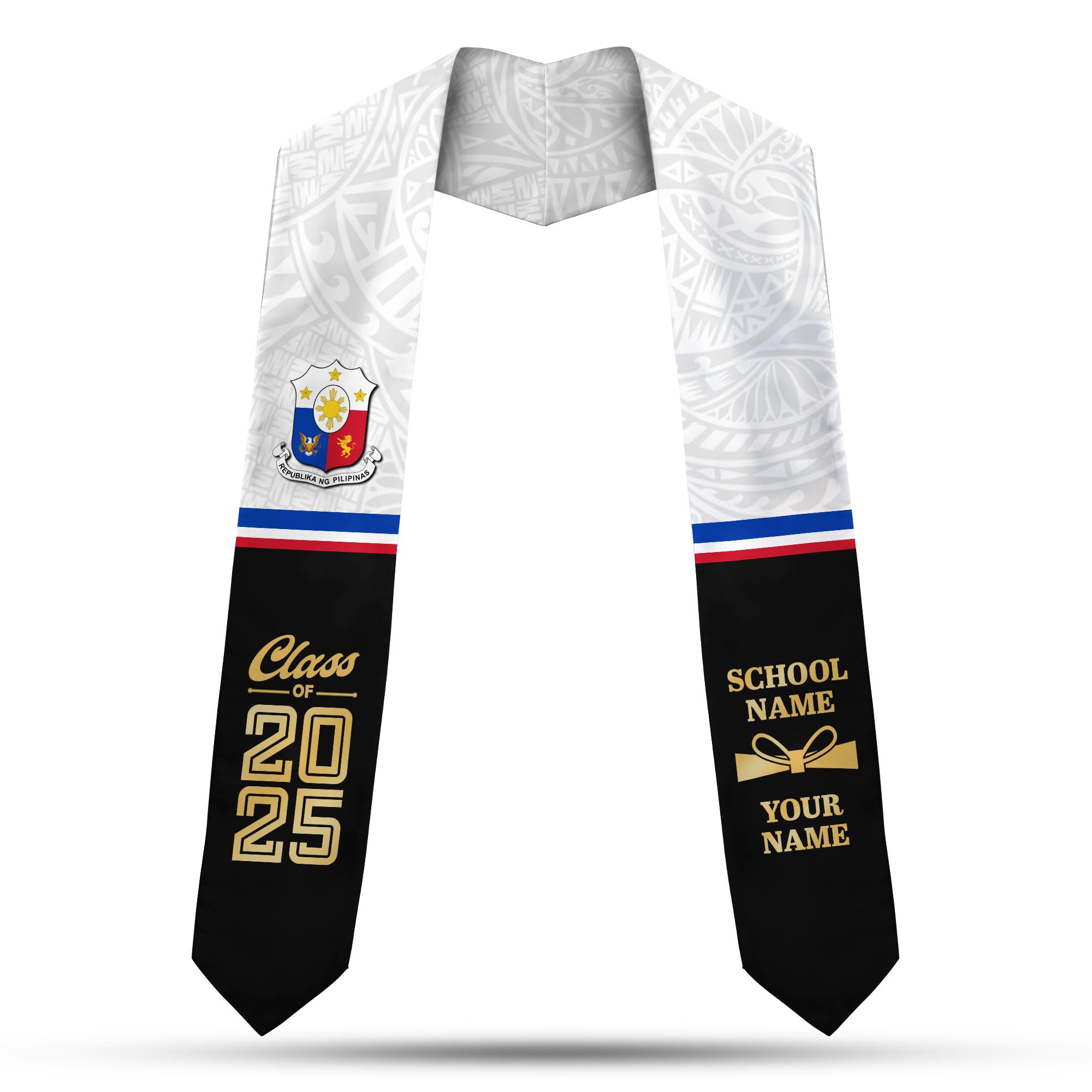 MonkeyVan Philippine Graduation Stole Philippines Graduation Flag Stole Sash Philippine American Flag Graduation Sash Plp6