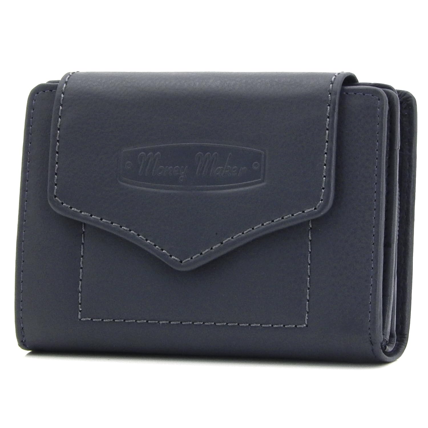 ekavaleWomen's Wallet with Press Stud Flap RFID Soft Leather, navy, Vintage