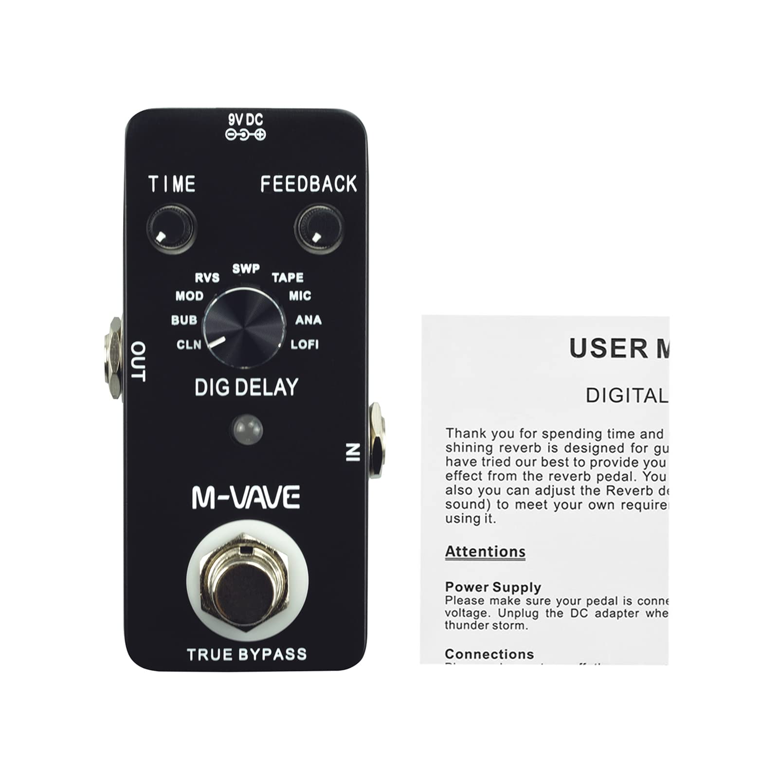 DIGITAL DELAY GUITAR EFFECT PEDAL M-DYNAMIC DELAY W PEŁNEJ METALOWEJ KORPUSZE DO GITAR ELEKTRYCZNYCH