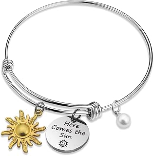 SELOPU Inspirational Bracelet Beatles Gift Beatles Lyrics Bracelet Here Comes the Sun Beatles Song Jewelry Meaningful Gift for Beatles Loyal Fans