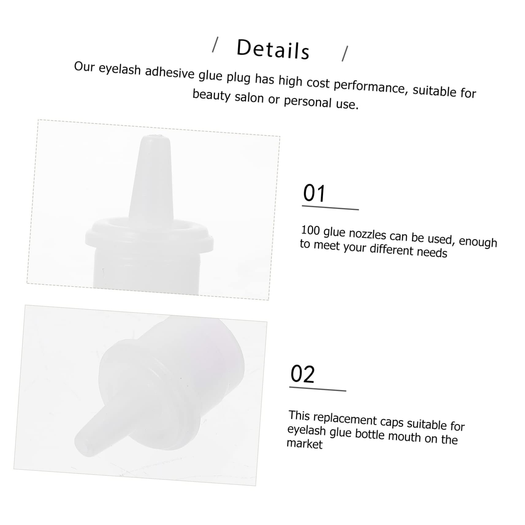BELLIFFY 2sets Lash Bottle Tips Replacement Caps for Eyelash Bottles Eyelash Extension Tool 100pcs*2