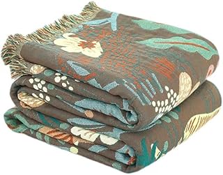 VANJOROY Forest Double-sided Bohemian Sofa Bedspread Large Lovely Throw Blanket with Tassels, 100% Pure Cotton Woven Warm Cute pattern Throw for Armchair, Sofa and Bed..(150 x 200cm,60×80in)