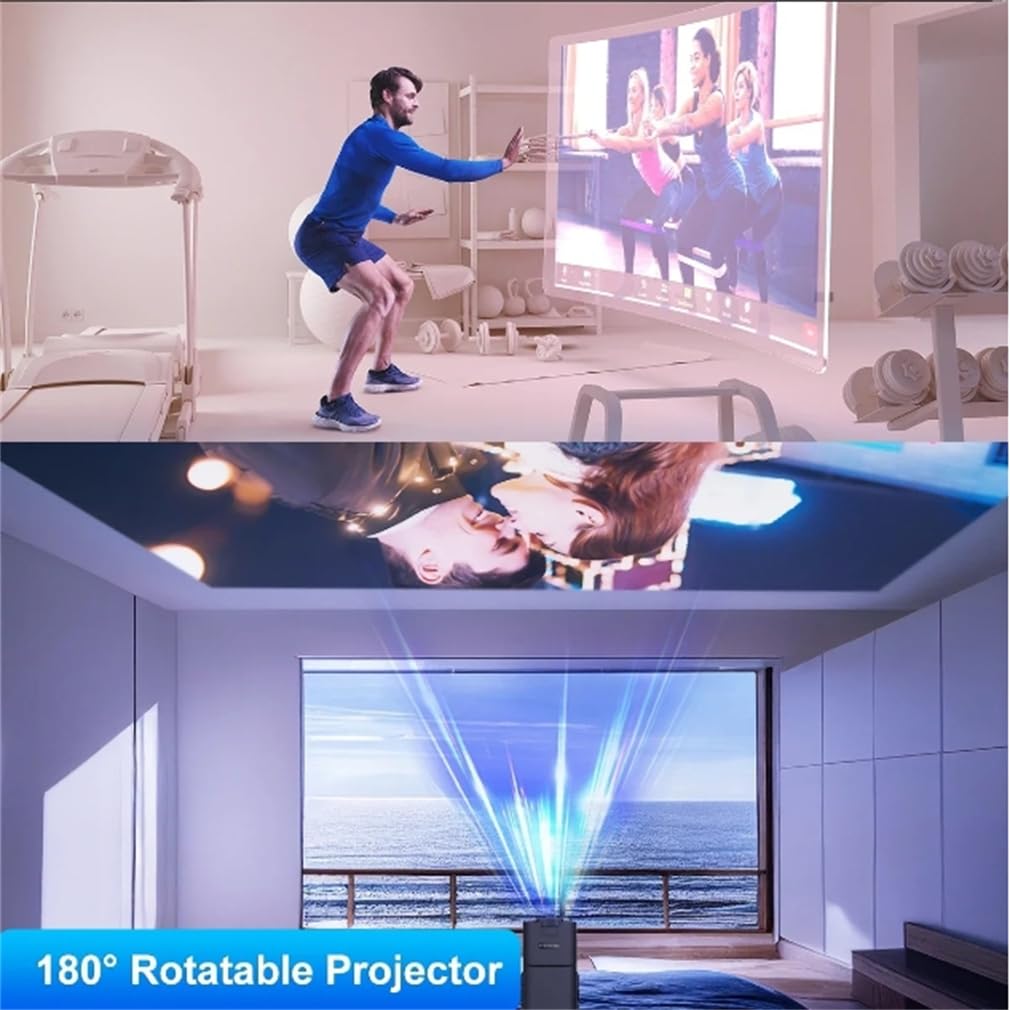Full HD 1080P Home Theater Video Proiettore Mini Proiettore Portatile per Film Esterni, Proiettore Da Soffitto Auto Keystone per Smartphone