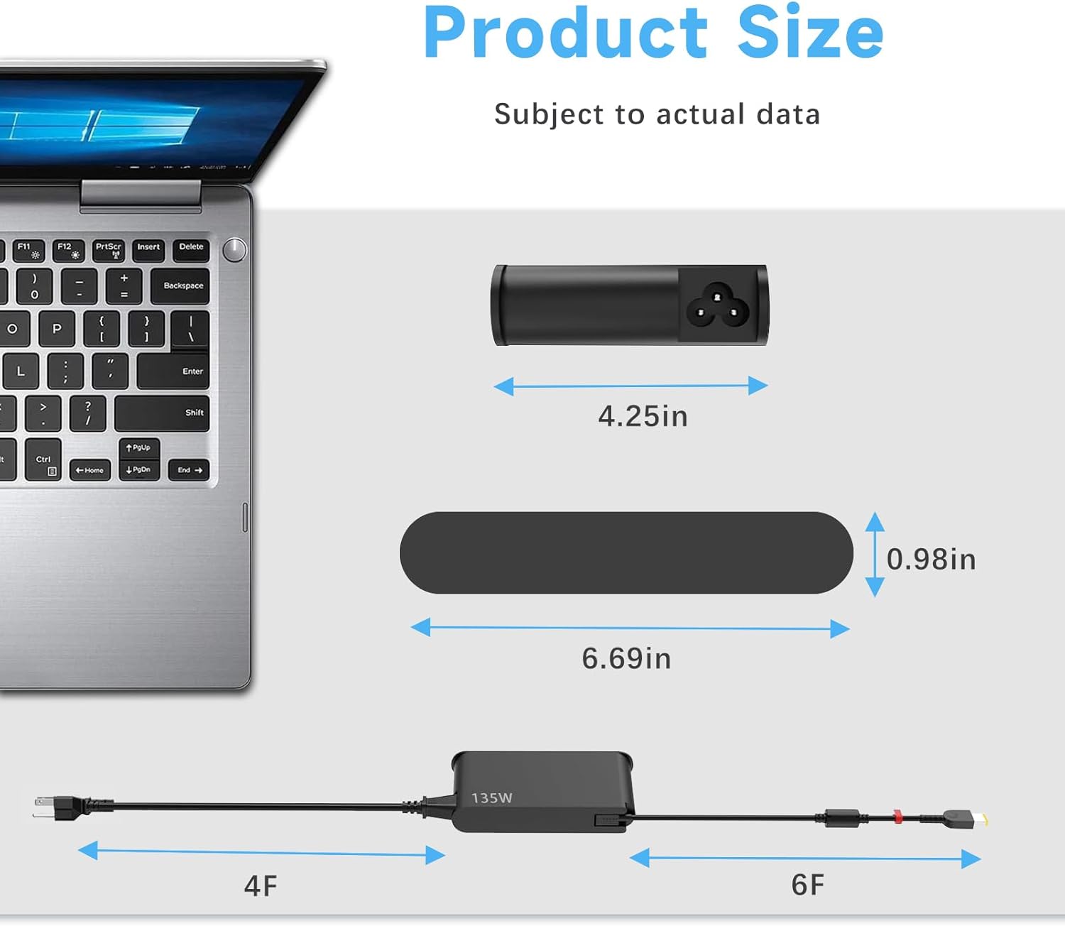 135W Silm Charger Compatible with Lenovo Thinkpad X1 Extreme 20MG 20ME, Ac Power Adapter Compatible with ThinkPad P1 20ME 20V 6.7A ThinkPad X1 ideapad 3 Power Adapter Supply Replament Cord