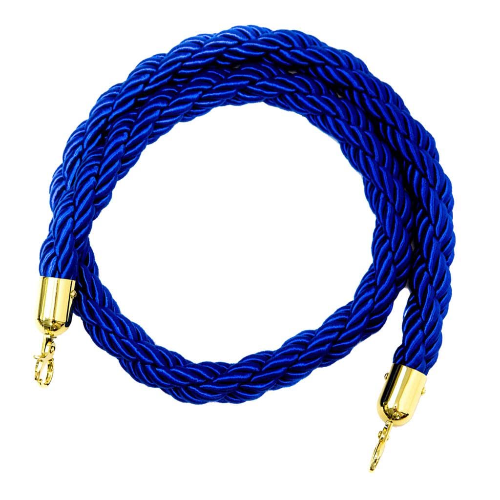 Corde de barrière en nylon bleu 1,5 m cordon de guidage pour aéroport et gestion de file