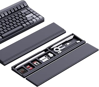 Hagibis Keyboard Wrist Rest Pad Support with Desktop Partition Storage Case, Ergonomic Soft Memory Foam, Anti-Slip Rubber Base for Computer Keyboard, Laptop, Office, Home (Black)