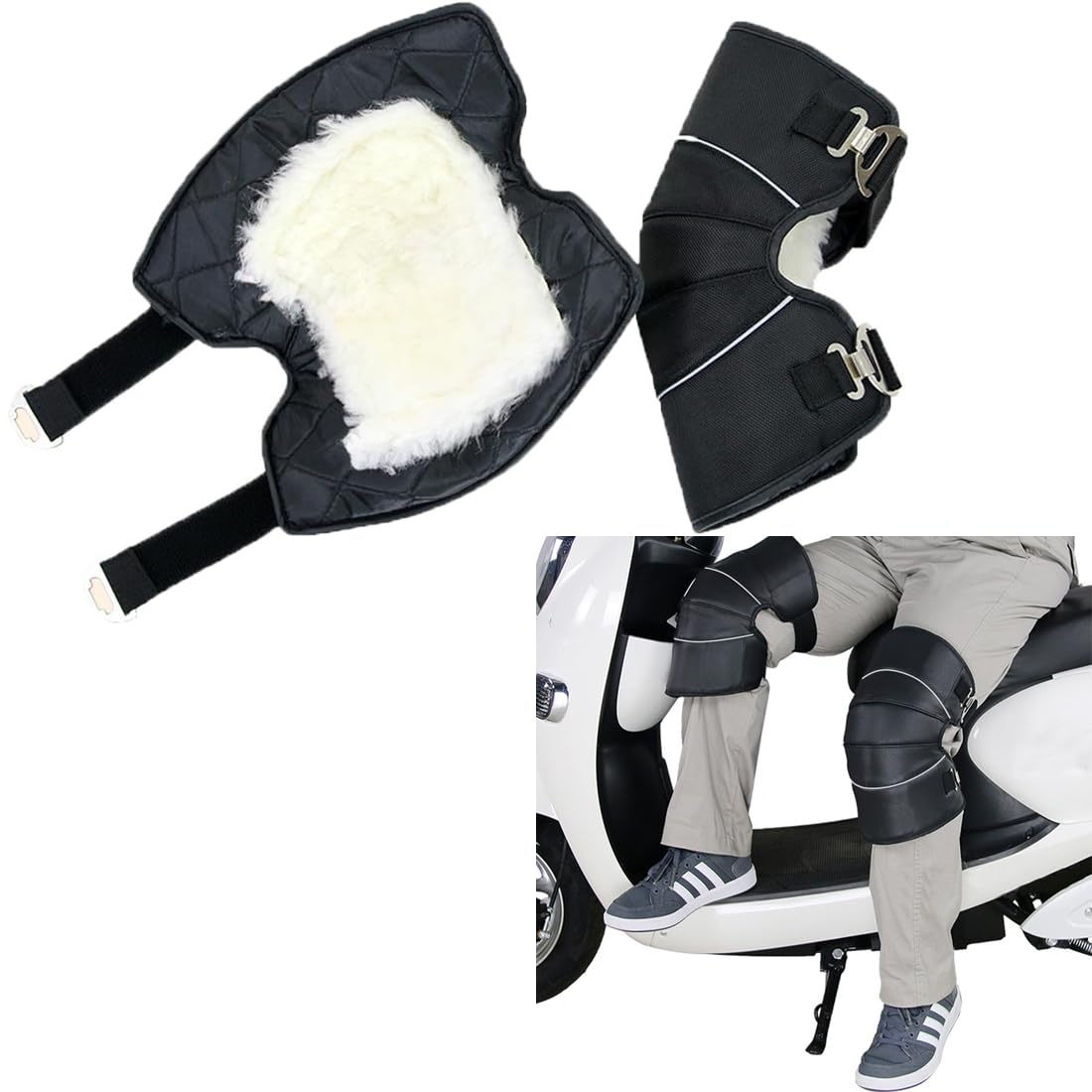ITODA Kniewarmers, uniseks, winddicht, kniebeschermers, antislip, kniebrace, warme knieorthese, gevoerd, elastische knieondersteuning, kniebescherming, elleboogwarmer, sport, kniebeschermer voor