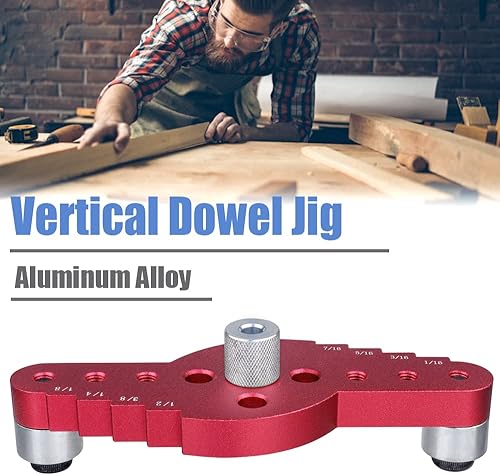 Miniatura 2 de Mesee Plantilla de perforación vertical con agujero de bolsillo, 2 en 1 localizador de plantilla de carpintería con clavija de madera, guía de