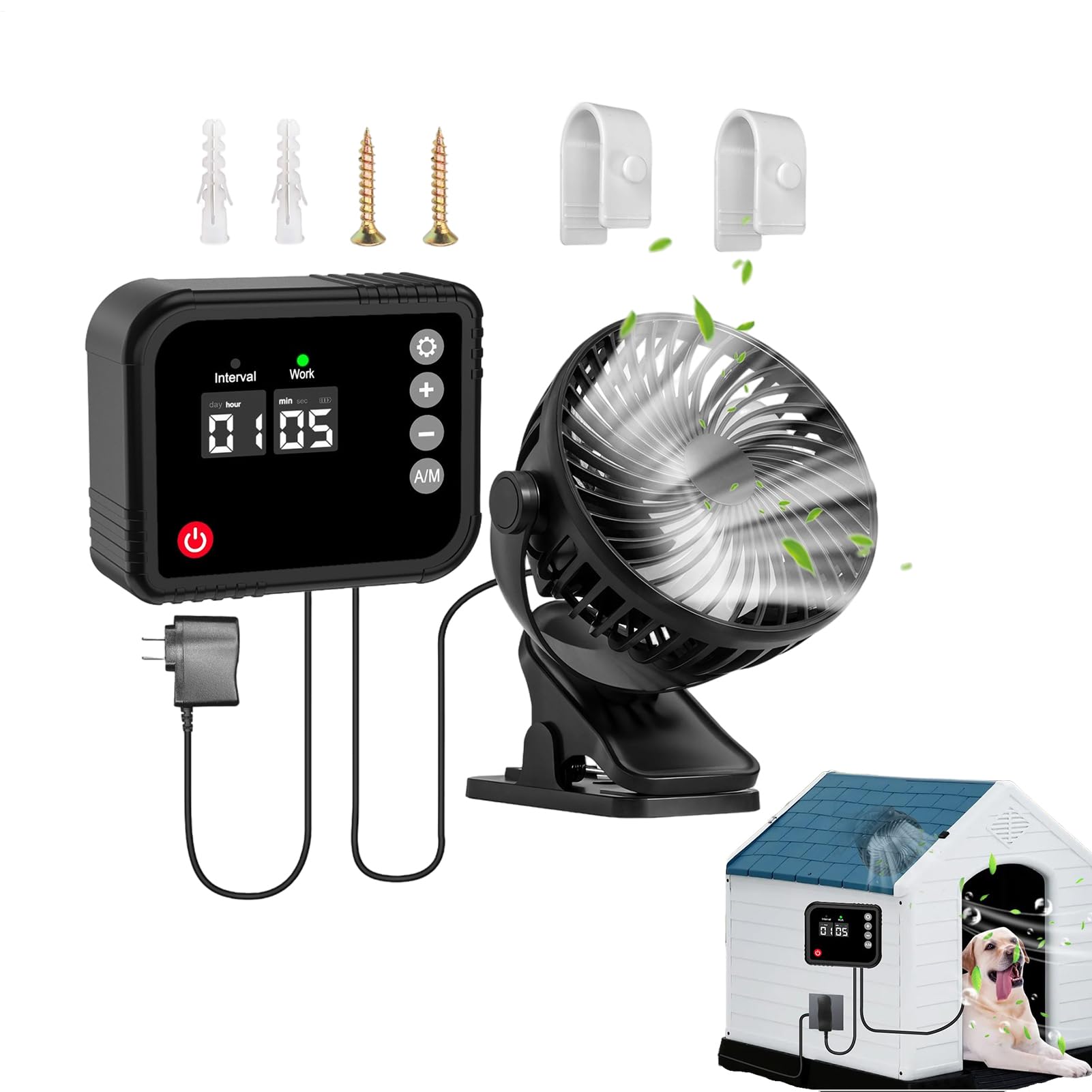 Ventilador de Planta, Ventilador De Giratoria De 360°, Dispositivo Para Intercambio Aéreo De Aves, Para Ático Cocina Garaje Invernadero Habitación Estudiante Granero Terraza Gallinero Gallinero