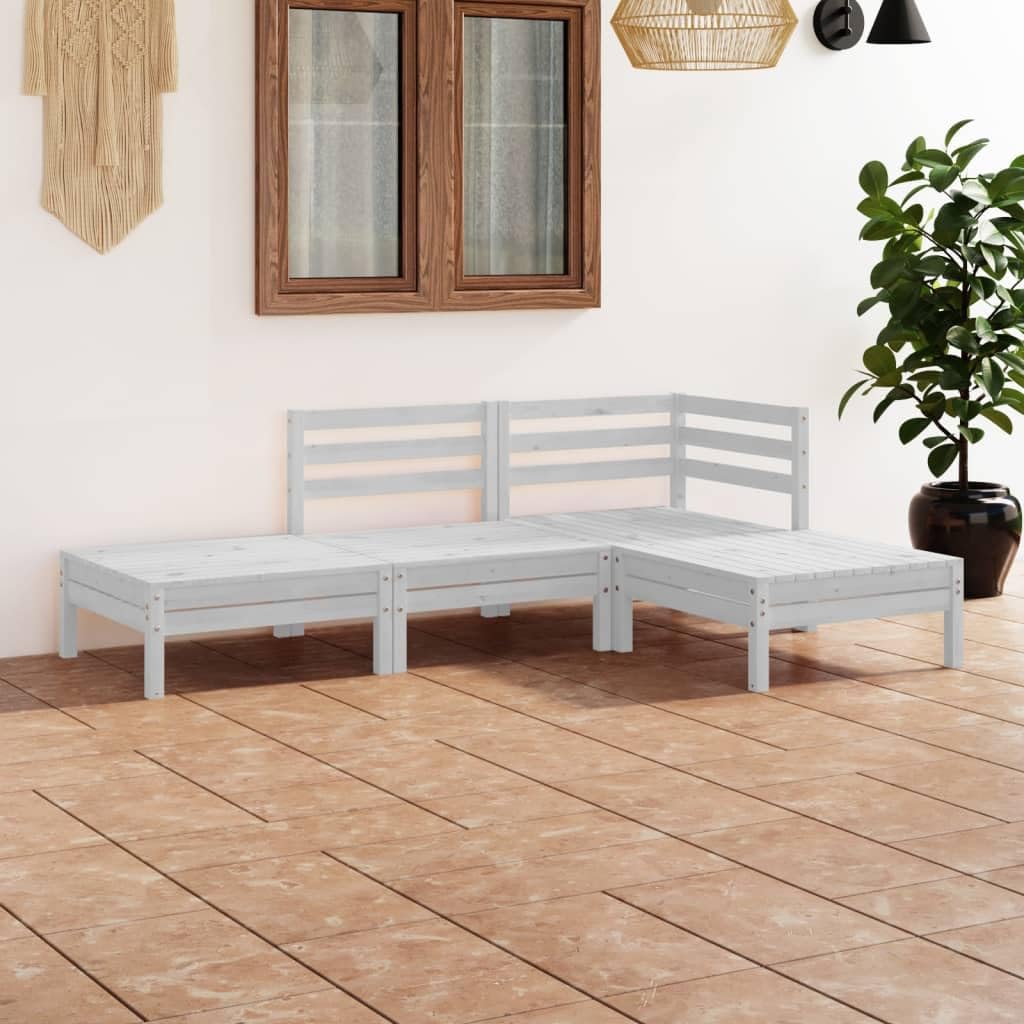 Salon de jardin en pin massif blanc, ensemble d'angle noble et durable