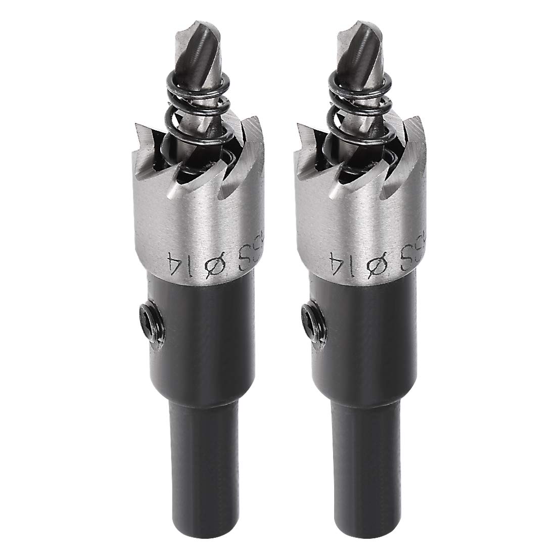 sourcingmap 2 Pcs 14mm High Speed Steel HSS Drill Bit Hole Saw Cutter for Metal Alloy Wood, Black