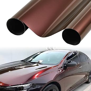 Blueshyhall Car Film Black Red Gradient Car Wrapping Film Glossy with Chameleon Effect Car Film Glossy Brown with Air Channels Tuning Film for Indoor Outdoor Car Bicycle Motorcycle 30 x 152 cm