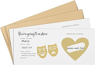 2 PCS Personalised Scratch Surprise Theatre Ticket Scratch Card Reveal, Show Reveal Ticket, Surprise Theatre Ticket, Theat...
