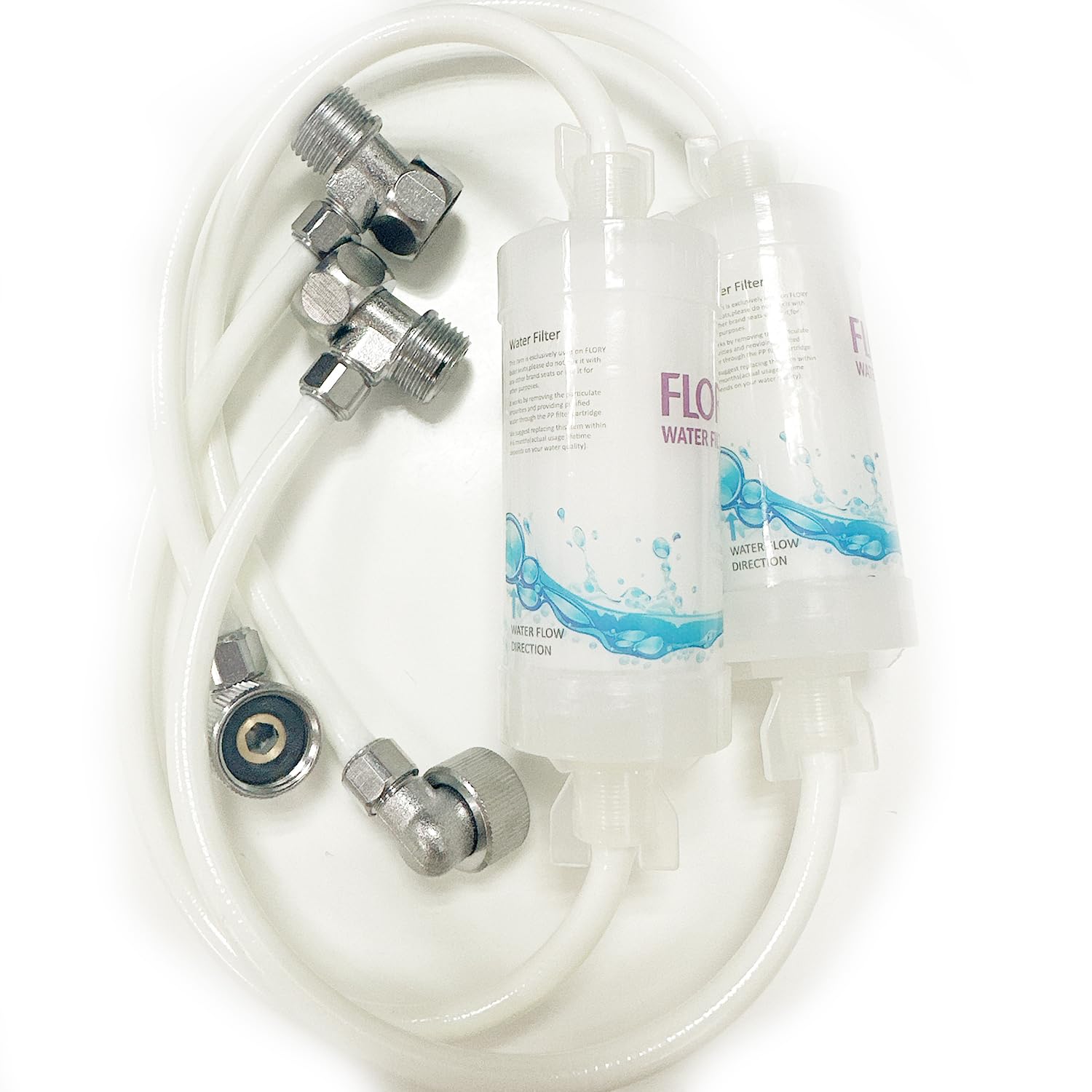 R FLORY 2PCS 3 Way T Shape Adapter with Filters G1/2" 3/8 Inch Diverter Valve Adapter for Bidet for Flory FDB300/FDB320/FDB600/FDB608 Intelligent Bidet Seat (T Valve 3/8 Inch)