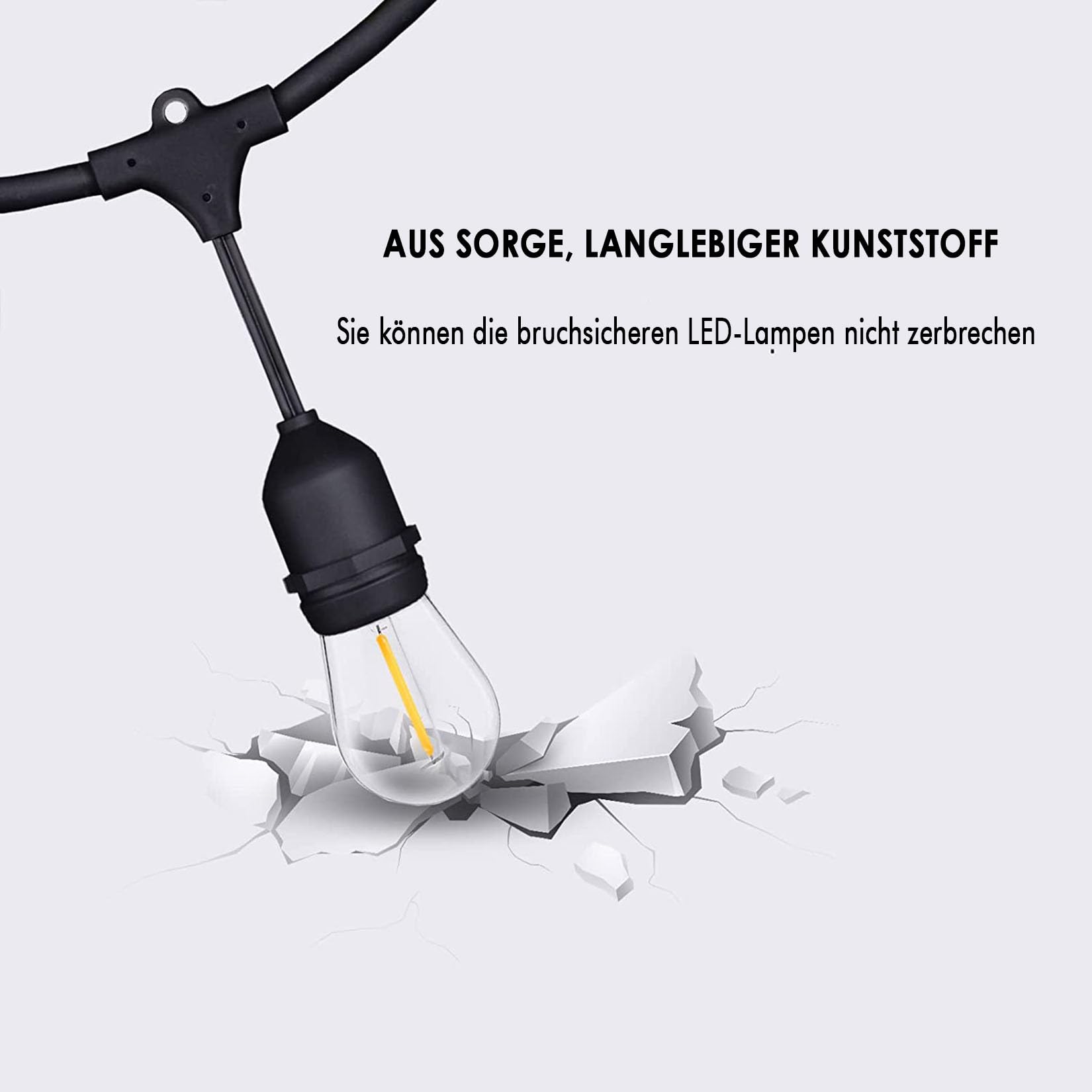 LED Lichterkette Außen 30M,E27 Lichterkette IP65 mit 32 Lampen | S14 Außen-Lichterkette 2700K Warmweiß für GartenTerrasse Hochzeiten [Energieklasse G]
