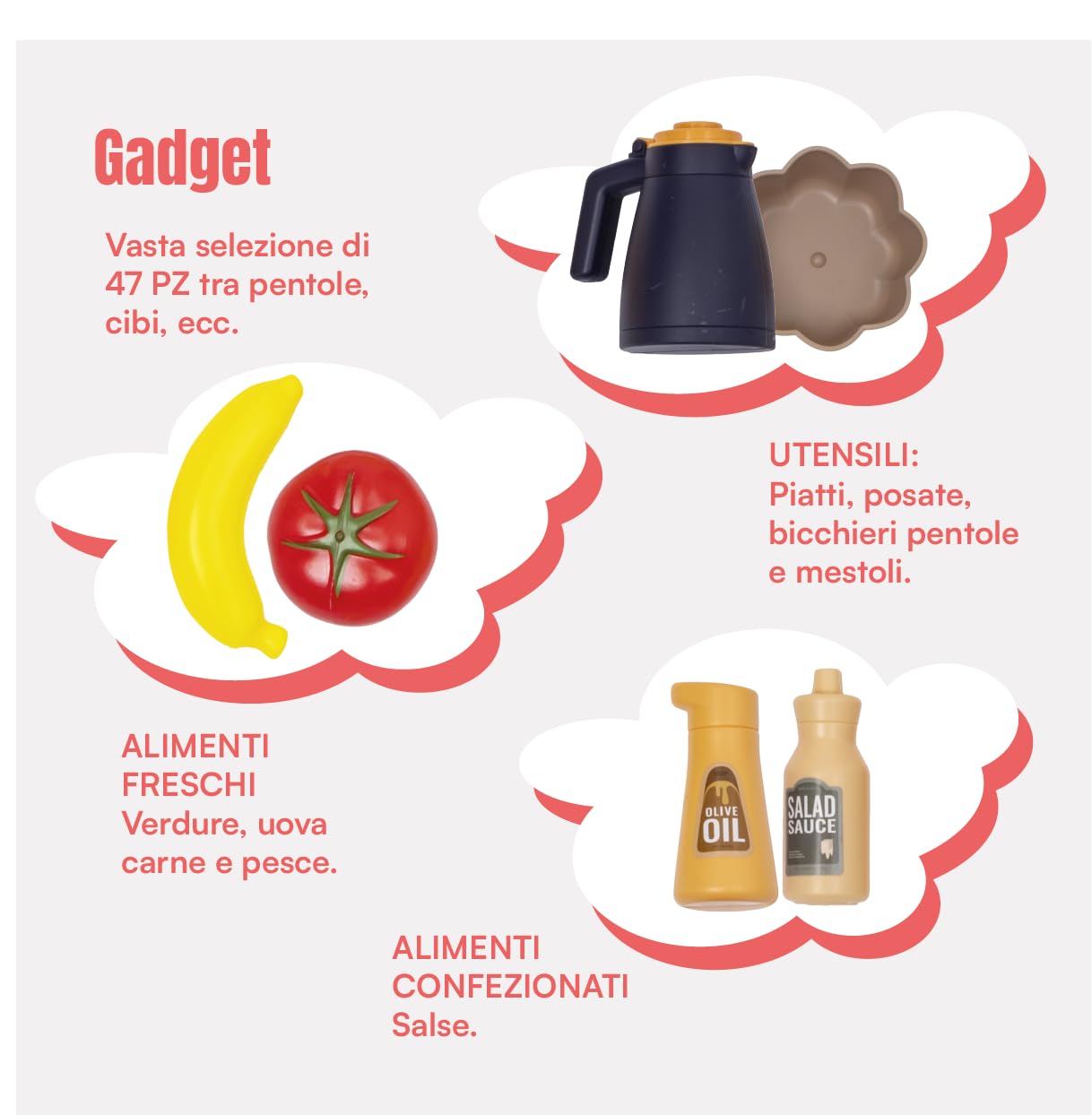 Baroni Toys Cucina Giocattolo Interattiva con Suoni Reali, Cucina con Forno, Fornelli, Microonde, Freezer e Lavabo, 47 Accessori Inclusi, Cucina Gioco Bambini e Bambine dai 3 ai 7 Anni, Altezza 88 cm