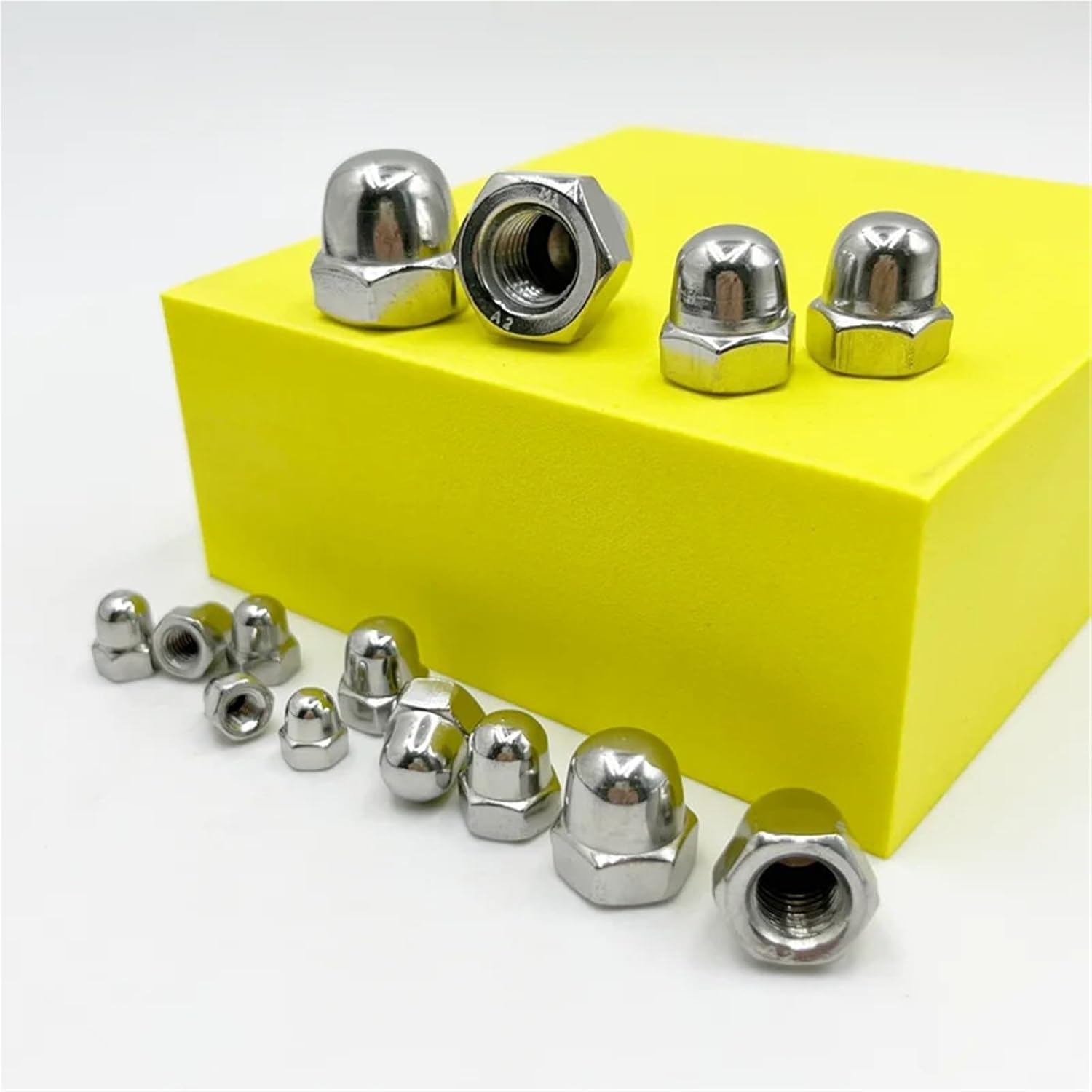 Cap Nuts 104/230pcs Acorn Nut Kit M3 M4 M5 M6 M8 M10 M12 304 Stainless Steel Hexagon Dome Cap Nuts Set Metric Fine Thread for Smooth Surface Finishing(M3-M12 52pcs)