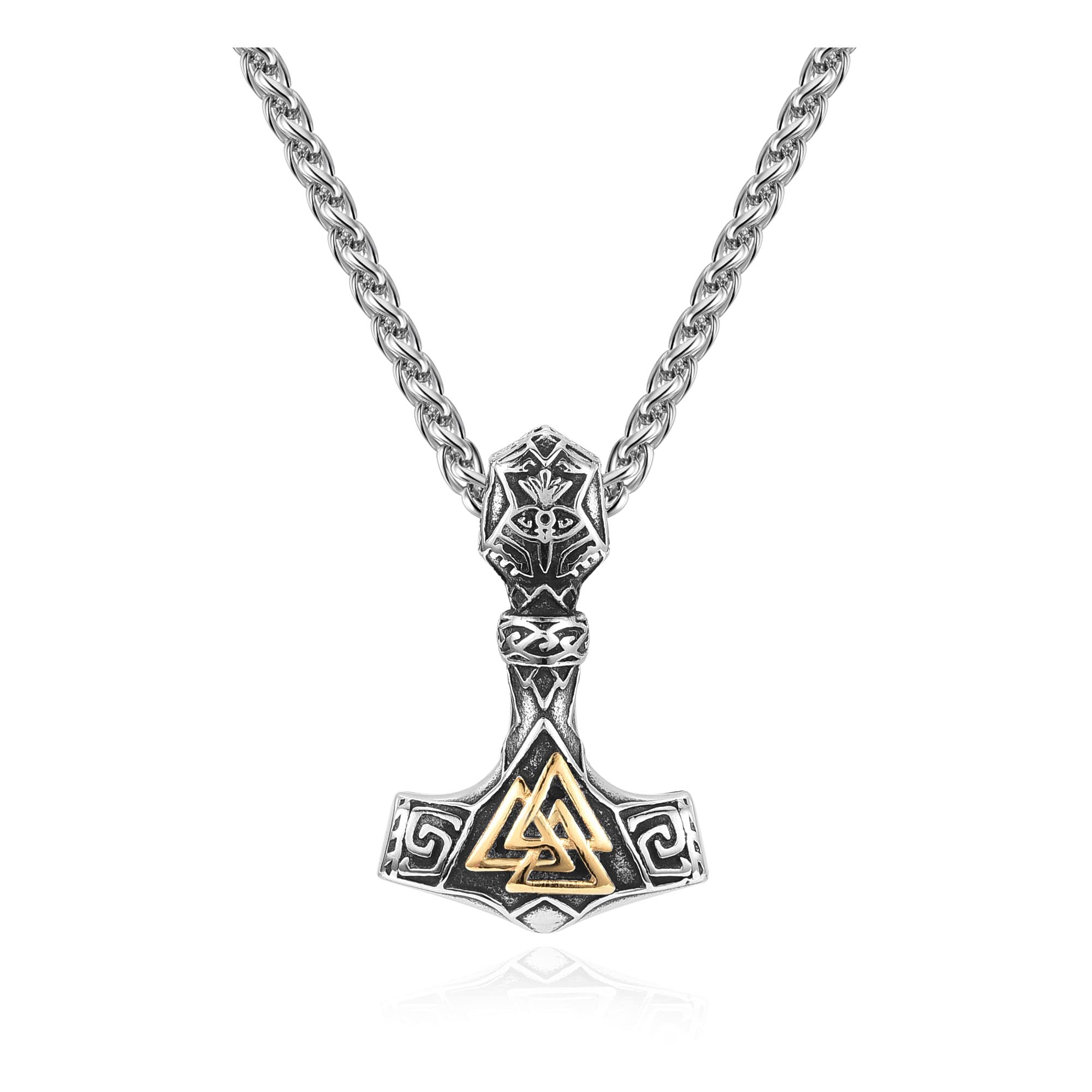 Buy AllerPierceNordic Viking Necklace Stainless Steel Thor Mjolnir Odin Raven Valknut Vegvisir
