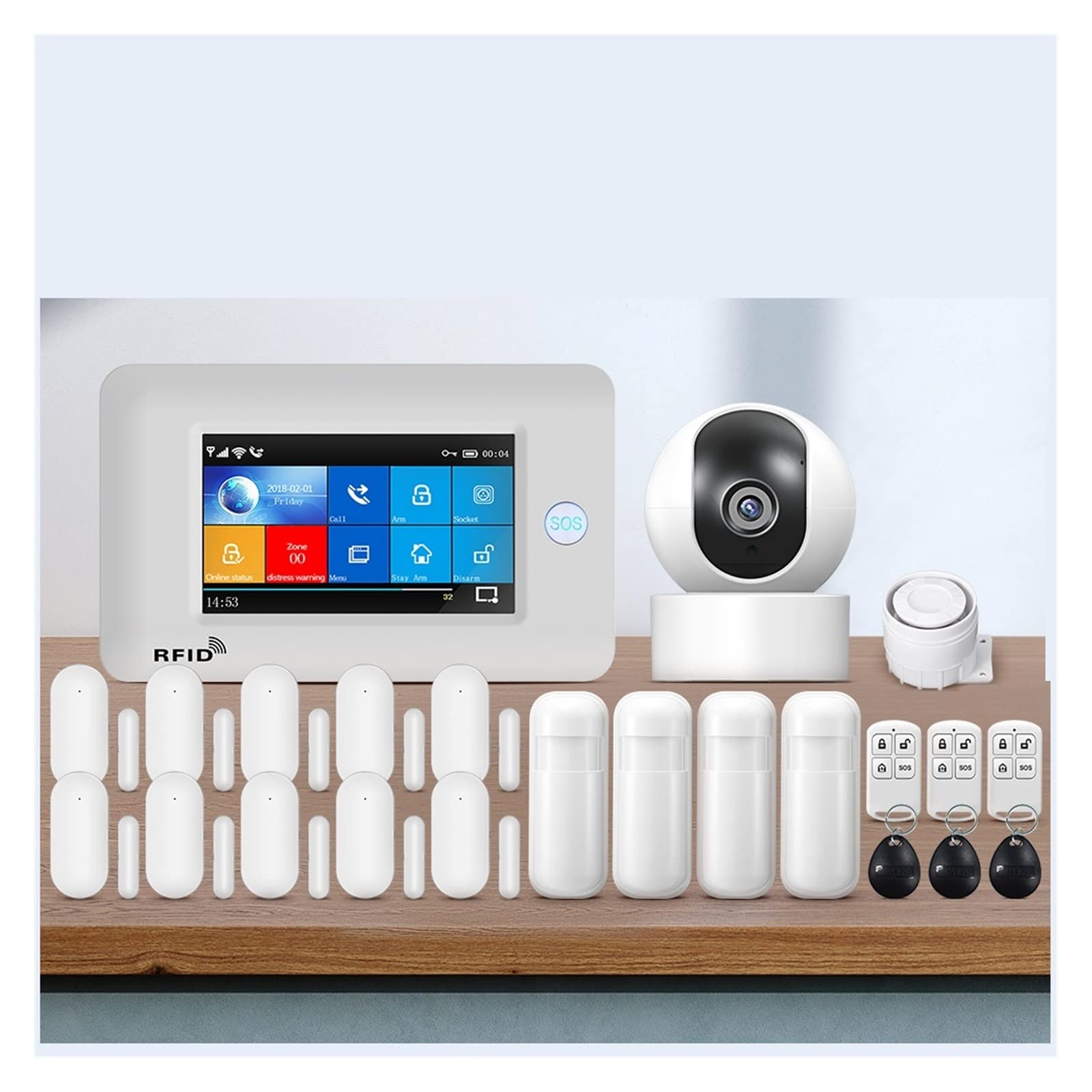 Vida elegante del de alarma la seguridad en el hogar ladrón inalámbrico TUYA con IP Carema compatible Para casa y garaje(D)