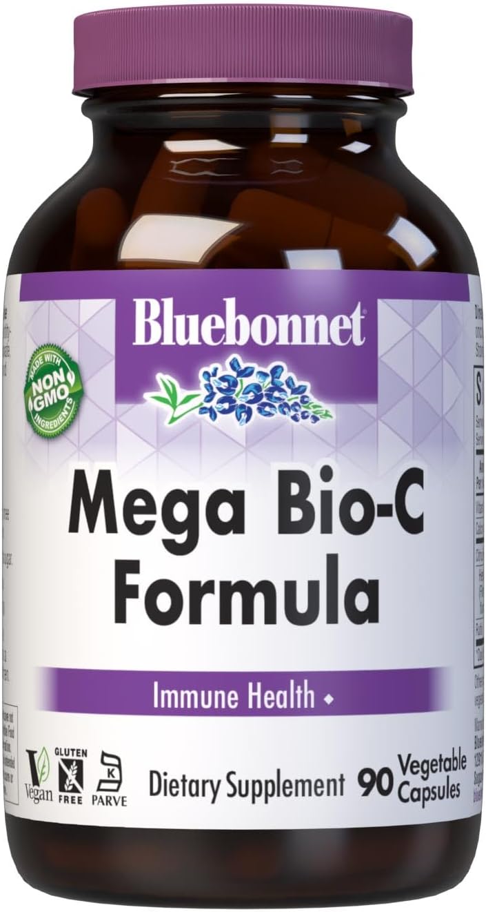 Bluebonnet Nutrition Mega Bio-C Formula Vegetable Capsules, High Potency Buffered Vitamin C, for Immune Health, Soy Free, Gluten Free, Non-GMO, Kosher, Dairy Free, Vegan, 90 Count