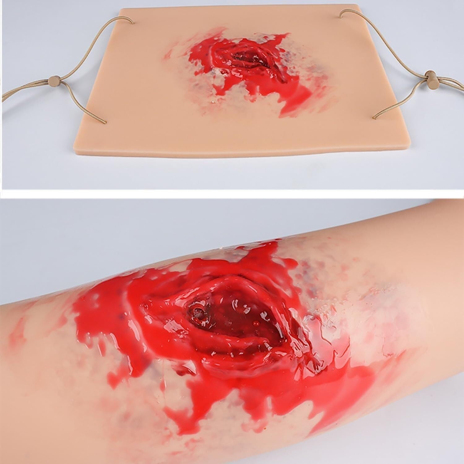 Wearable Simulated Wound Skin Model, Wound Dressing and Tourniquet Trainer kit, Wearable and Adjustable Design, for First aid Training