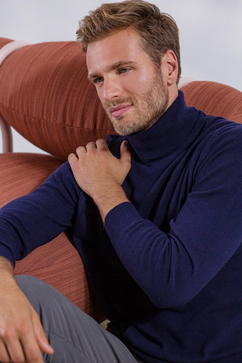 DALLE PIANE CASHMERE Dolcevita Uomo Misto Cashmere Lana | Maglione caldo e morbido per autunno e inverno, elegante da regalare per lei e per lui, autentico lusso Made in Italy