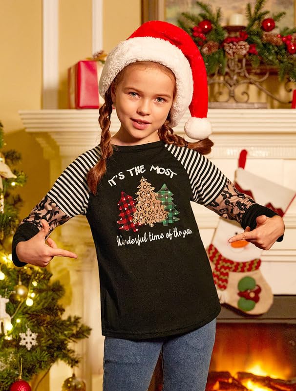 BesserBay Girls Christmas Raglan Long Sleeve Patchwork Shirt Tunic Top 4-14 Years2
