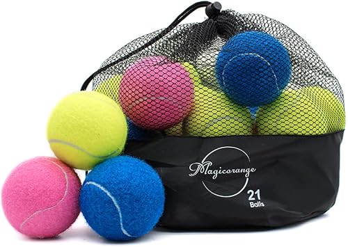 Magicorange Pelotas de tenis, paquete de 21 pelotas de tenis de entrenamiento avanzado, pelotas de práctica, vienen con bolsa de malla para un fácil
