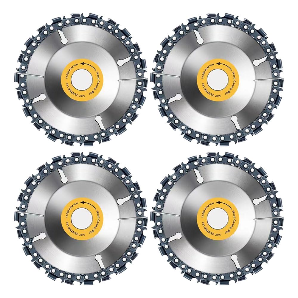 JZS Grinder Wood Carving Disc Chainsaw Grinding Wheel Disc Stump Removal Stump Grinder Disc 100mm（4 Inch）,16mm Inner Diameter Chainsaw, Shaping and Cutting Disk,22 Teeth,3PCS