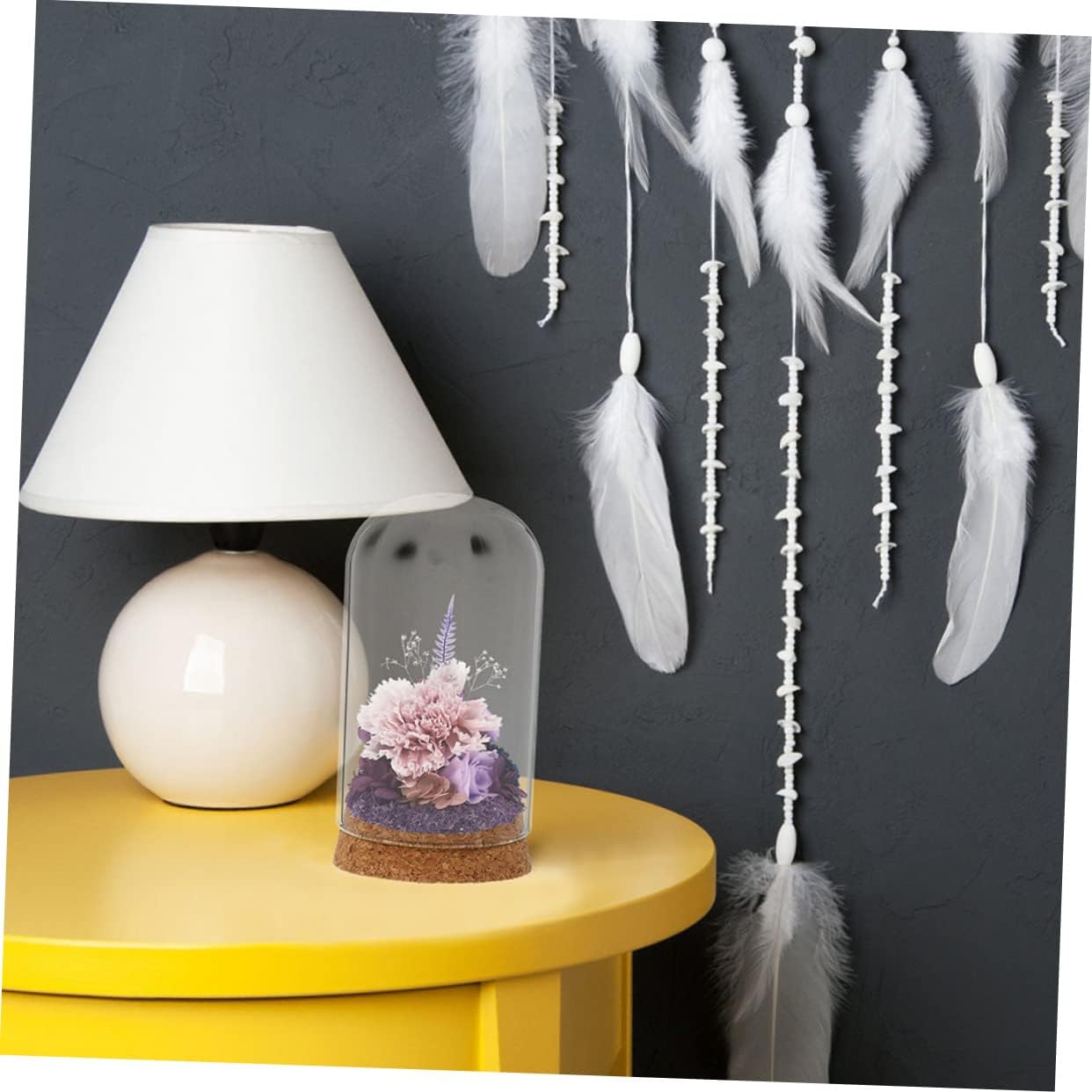 5pcs Glass Cover with Cork for Preserved Flowers Decorative Dome Adornment Transparent Display Jars for Home Decor for Showcasing Keepsakes and Crafts