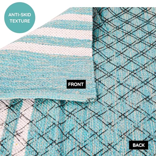Image of Pure Cotton Anti-Skid, Machine Wash Yoga Mat, 73 Inches x 24 Inches, 5mm Thickness, Green