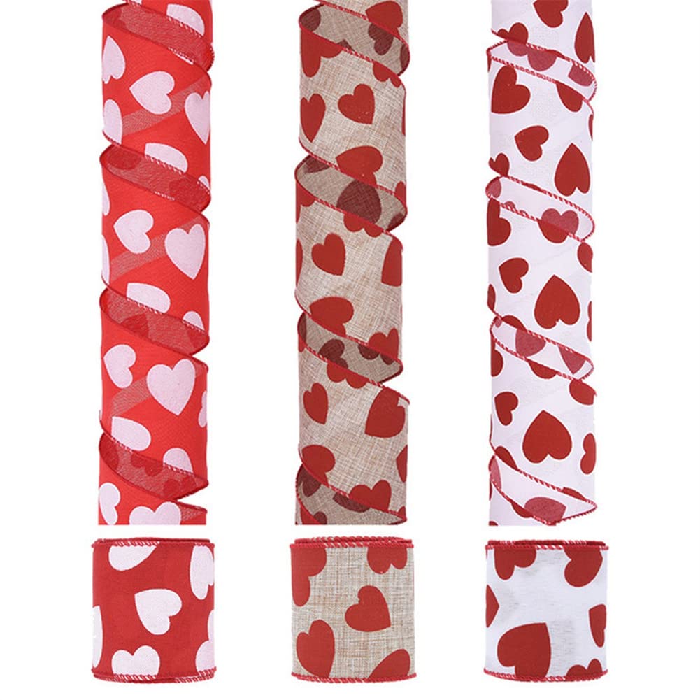 Nastro Per Pacchi San Valentino - 4 Rotoli Con Bordo Metallico, A Cuore, Colore Caramella, 20 Metri Totali