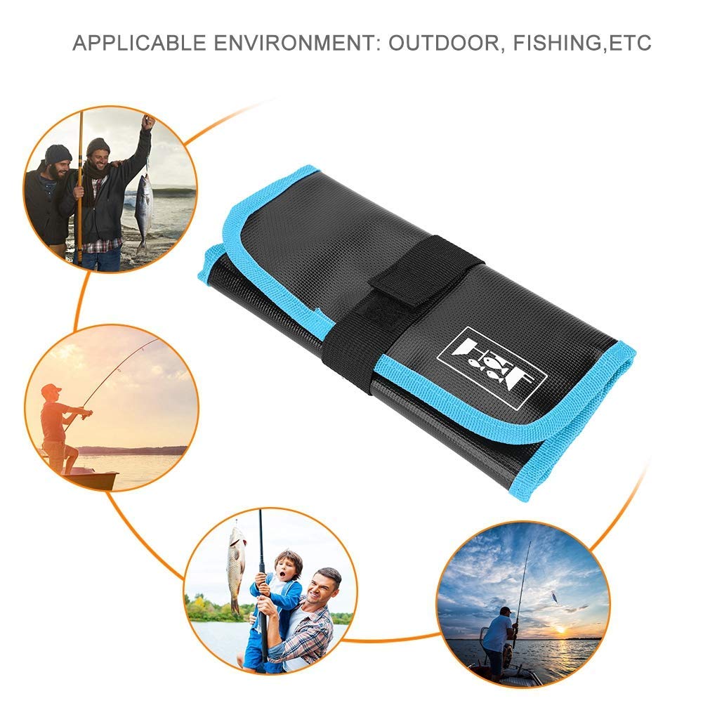 Alomejor Borsa Pesca Impermeabile Portatile per Esche Jigs Cucchiai Lure Custodia Organizzata Accessori da Pesca All'Aperto Blu Sportiva