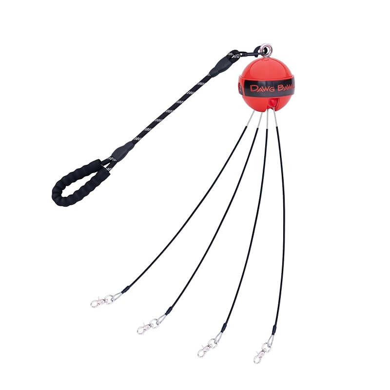 Guia para Vários Cães com Sistema Antienrosco DAWG BAWL Vermelho/Preto para até 13,6 kg cada