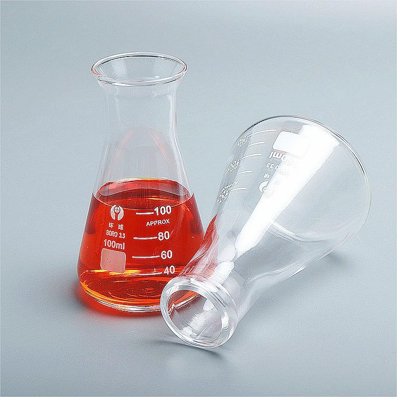 2er Set Erlenmeyerkolben aus Borosilikatglas Graduierte Konische Messkolben Weithals Labor Glasware 50–5000ml(Straight mouth 5000ml)