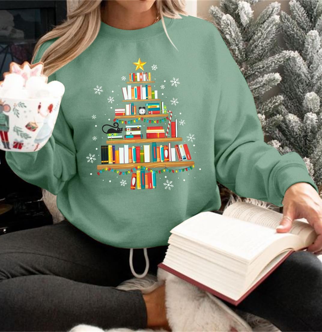 SFHFY Christmas Tree Sweatshirt Women: Snowman Long Sleeve Shirt Merry Christmas Sweater Xmas Holiday Pullover Top - Image 3