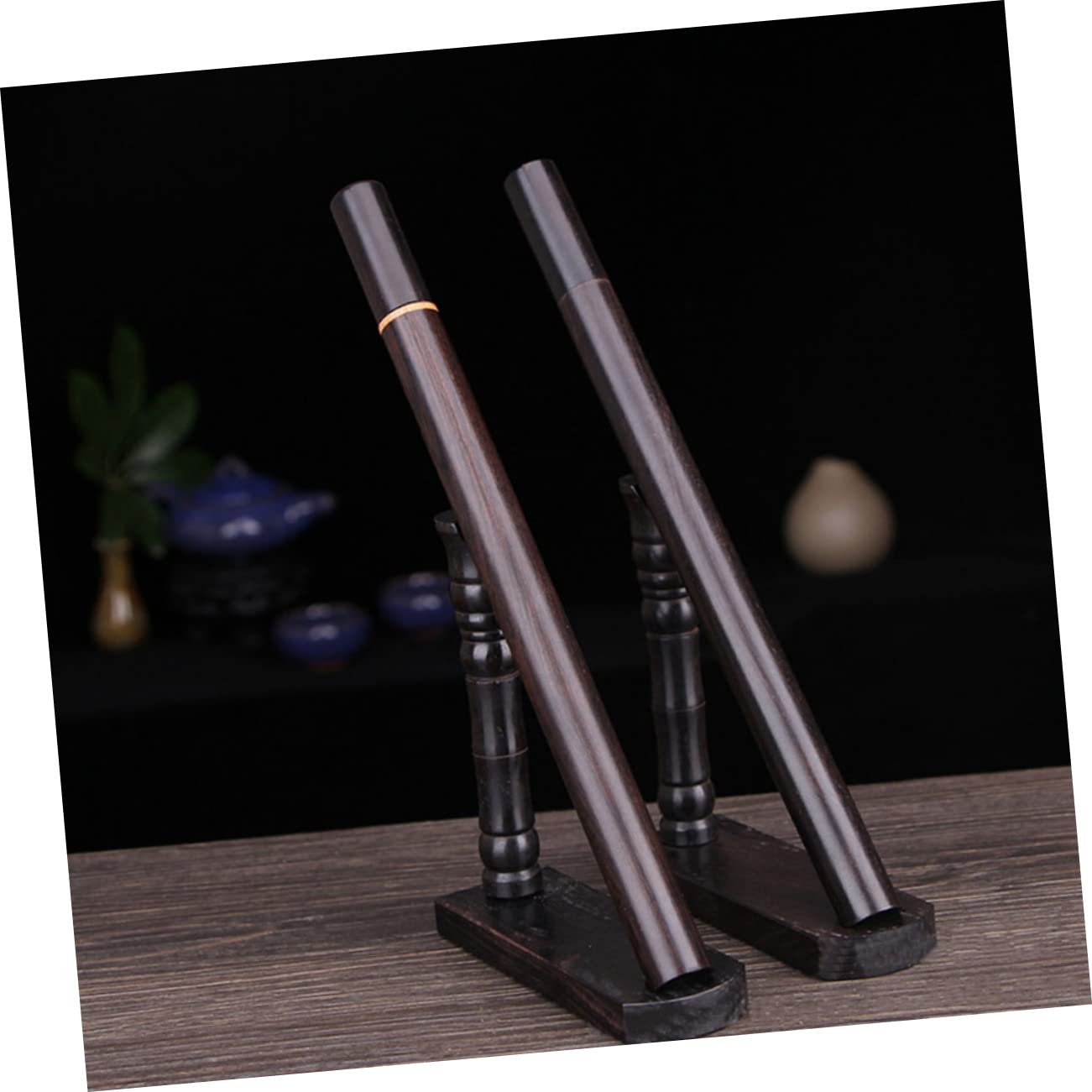 HOOTNEE Sturdy Wood Flute Holder Display Rack Flute Bracket for Desktop Organizer