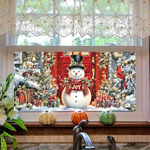 HOMETITUTE película de ventana Navidad muñeco de nieve 39.3×17.7 in miniatura 6