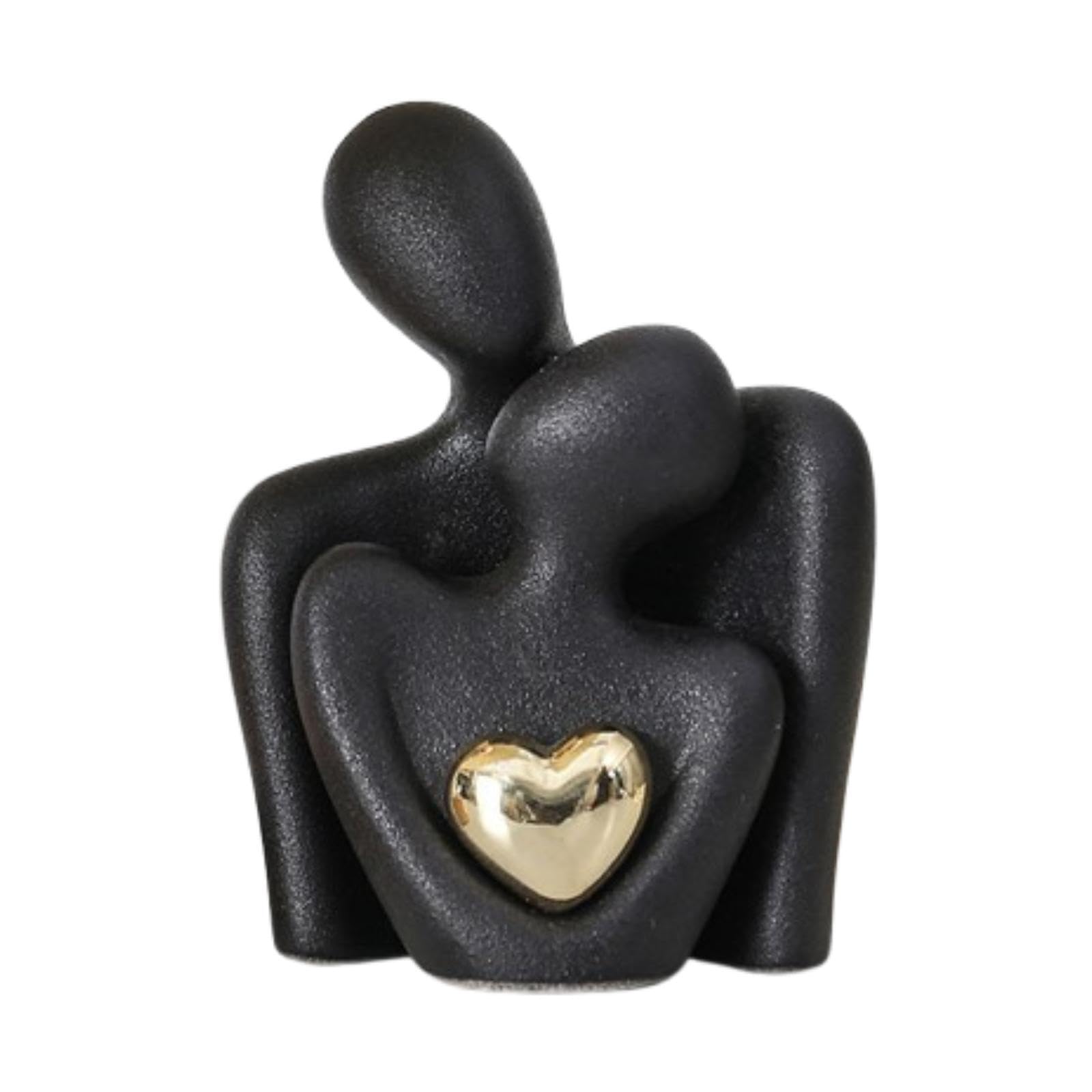 PIXZCSA Husband And Wife Figurine Romantic Hug Figurine Valentines Day Gift For Home Decor Couple Statue Anniversaries Study, Black, M