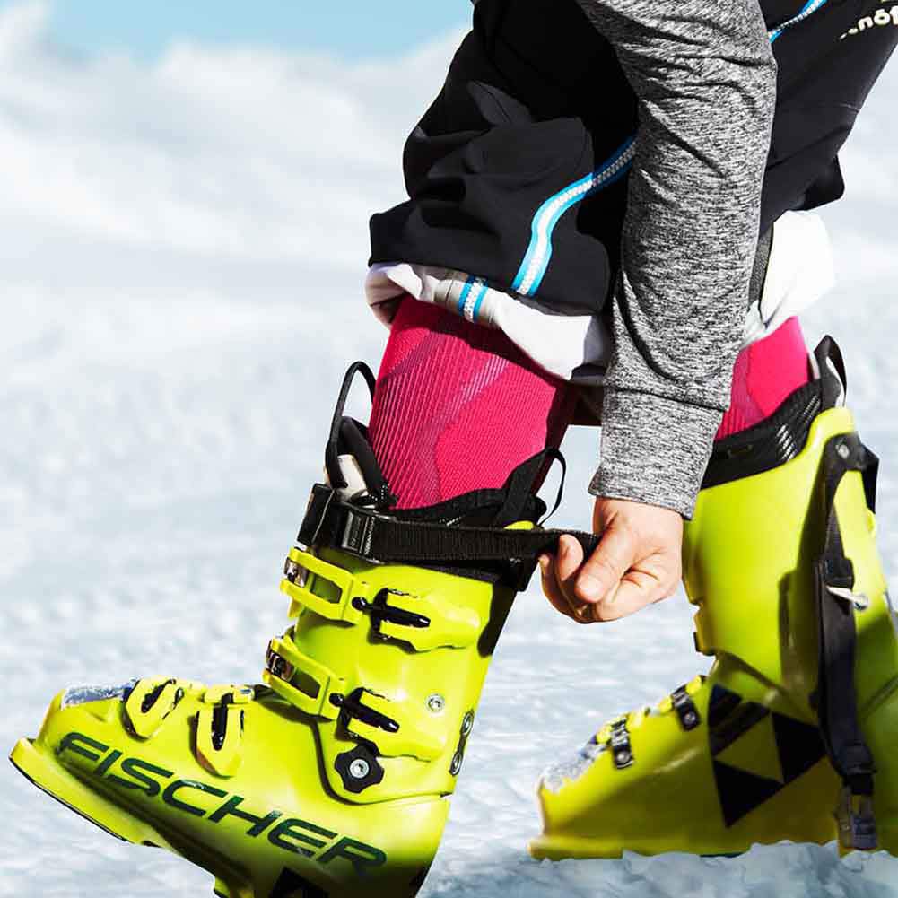 BAUERFEIND Women's Ski Performance Skisocken für Skifahren und Snowboarden, Funktionssocken mit Shin-& Calf Protection Technologie, Pink, M / 38-40