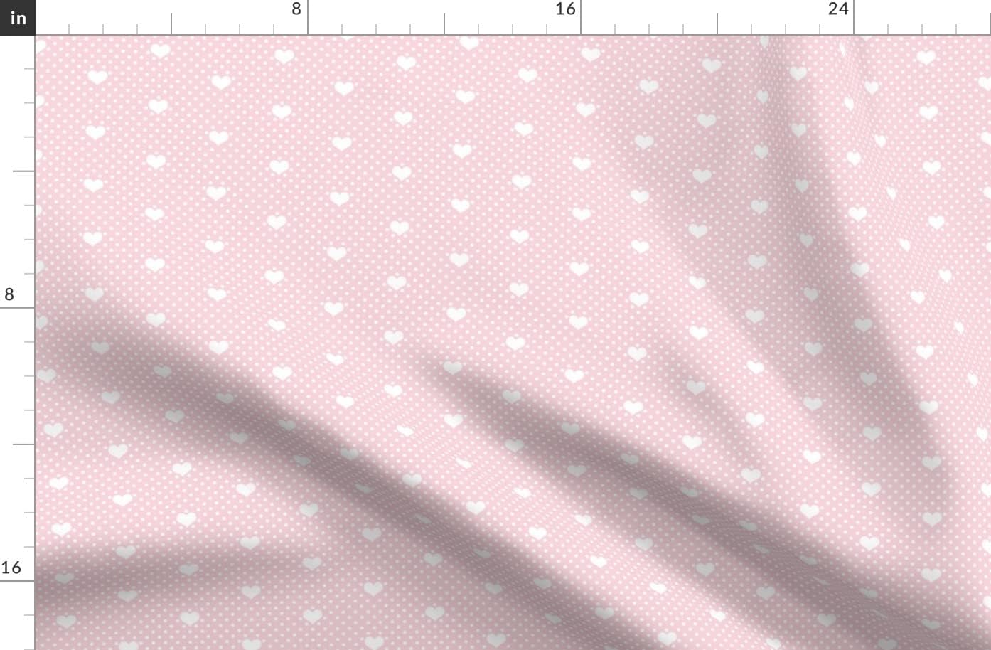 Spoonflower Fabric - Polka Dots Heart Rose Pink Nursery Printed on Organic Cotton Sateen Fabric by The Yard - Sewing Quilting Apparel Home Decor