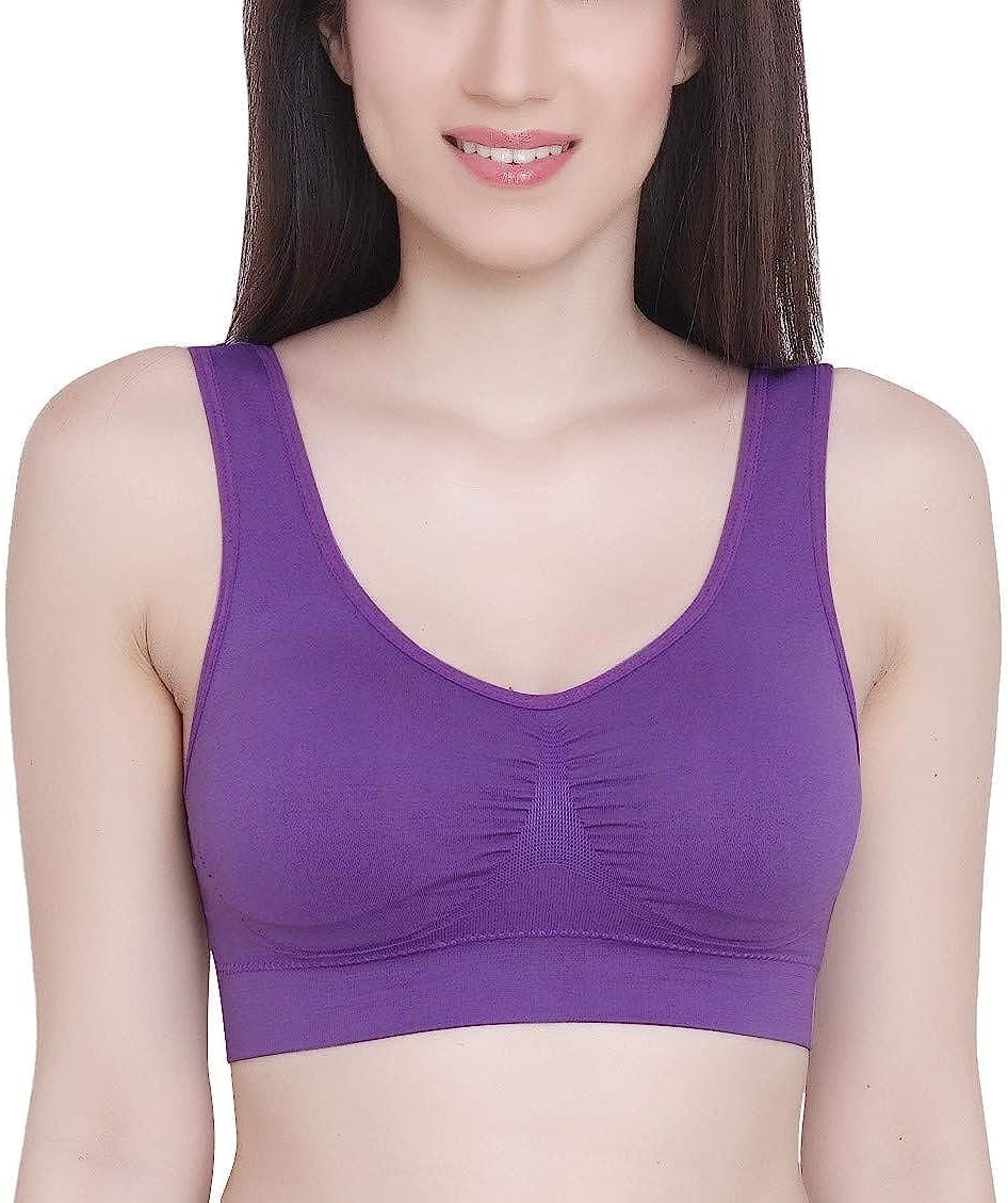 GOLDIAMOND Girl's Lycra Wire Free Casual Sports Bra (GLDMND+SPRTS Purple