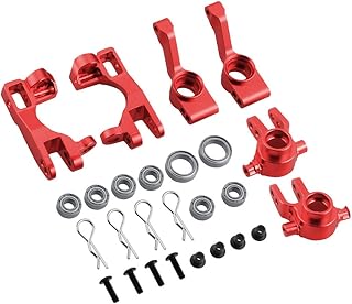Hobbypark for 1/10 Traxxas Slash 4x4 Upgrade Parts Aluminum Left & Right Steering Blocks Caster Stub Axle Carriers with Ball Bearings Replace 6837X 6832X 1952X Option